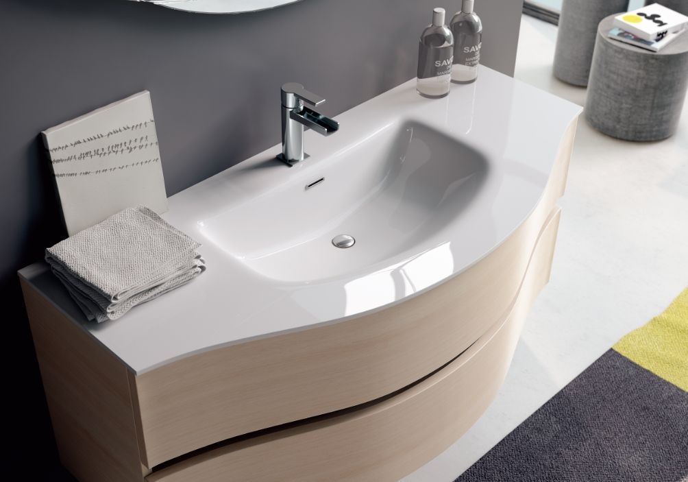 Тумба подвесная BMT MOON 932 106 OEF 010 50   1200х486х530 мм, с 2 выдвижными ящиками, белый глянцевый