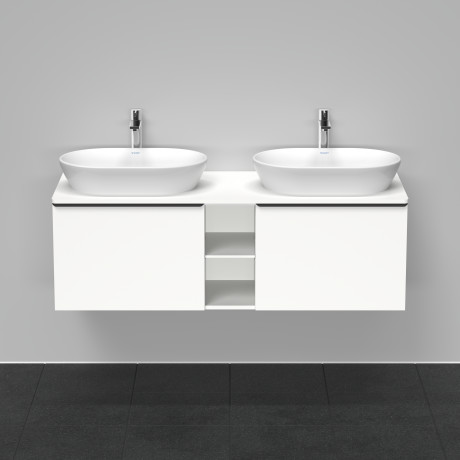 Тумба подвесная под две раковины DURAVIT D-Neo DE4950B1818 1400 мм х 550 мм, с 2 выдвижными ящиками и открытой полкой, белый матовый