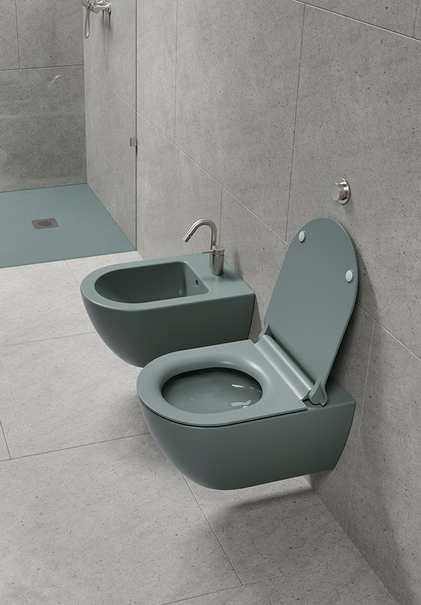 Унитаз подвесной безободковый GSI PURA 8816FR204 550 мм х 360 мм, с Swirlflush, с креплением, Agave Matte