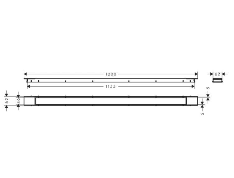 Внешняя часть трапа для душа HANSGROHE RainDrain Match Plus 56218670 1200 мм, с регулировкой по высоте, цвет Чёрный матовый