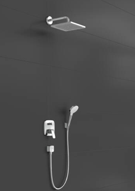 Душевая система cкрытого монтажа c однорычажным смесителем HANSGROHE Crometta E 240 1jet 27957000 с верхним и ручным душем и шлангом, цвет Хром