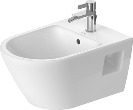 Подвесное биде Duravit D-Neo 2295150000 370 мм х 540 мм, c отверстием под смеситель, с переливом, с креплением, белое