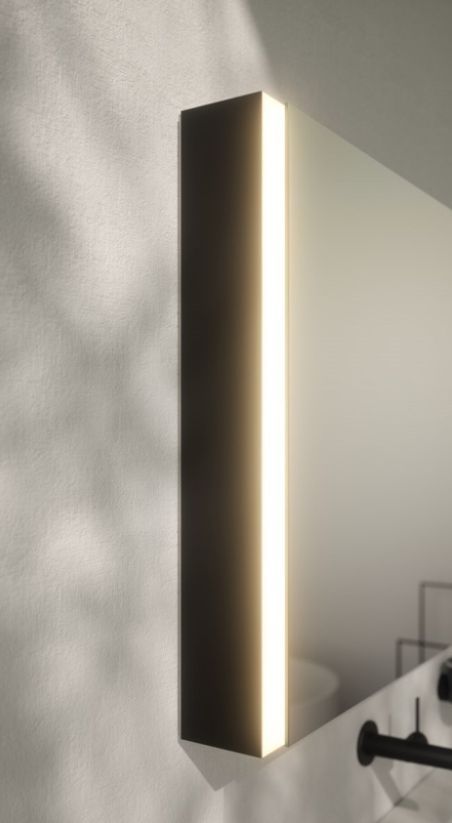 Левый зеркальный шкаф с подсветкой для настенного монтажа KEUCO Somaris 14501 371200 127 мм х 600 мм х 710 мм, с 1 поворотной дверцей, цвет корпуса Чёрный матовый