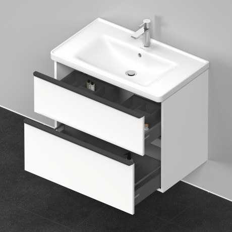 Тумба подвесная под раковину DURAVIT D-Neo DE435501818 784 мм х 452 мм, с выдвижным ящиком и выдвижным отделением, белый матовый