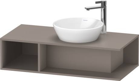 Тумба подвесная под раковину справа DURAVIT D-Neo DE493904343 1000 мм х 480 мм, с открытой боковой полкой слева и консолью, базальт матовый