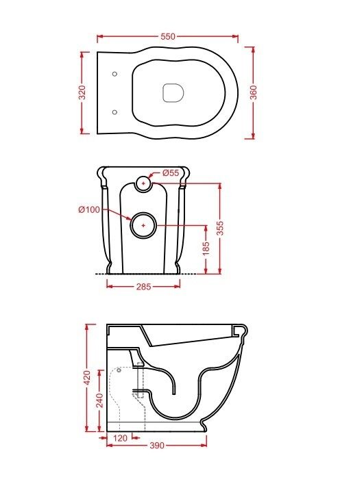 Унитаз напольный приставной ARTCERAM HERMITAGE HEV005 01 00 360 мм х 550 мм, с патурбком, с креплениями, белый глянцевый