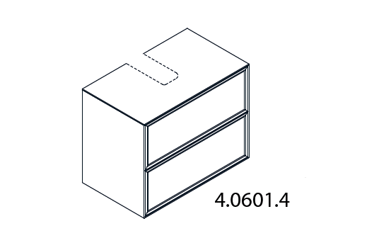 Тумба подвесная под раковину  Laufen  The  New Classic   4.0601.4.085.628.1, 78 см, 2 ящика,  вырез для мини-раковины  8.1685.2, шпон дуб черненый
