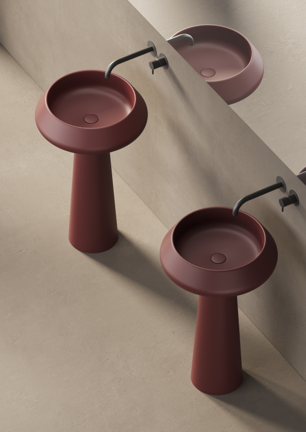 Раковина напольная из композита DEA DESIGN Pedestal Basin DD2046 545 17 545 мм х 545 мм х 900 мм, с донным клапаном, цвет Red Wine №17