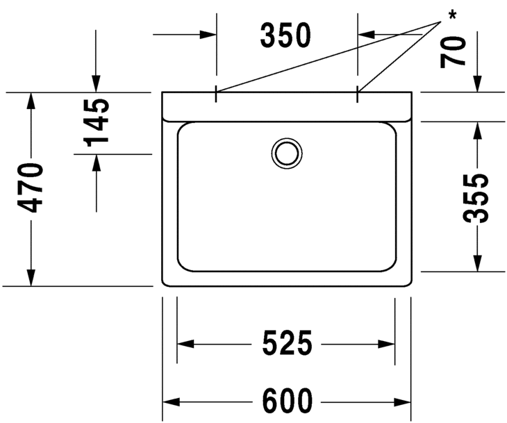 Раковина встраиваемая сверху Duravit Vero 0453600000 60х47см