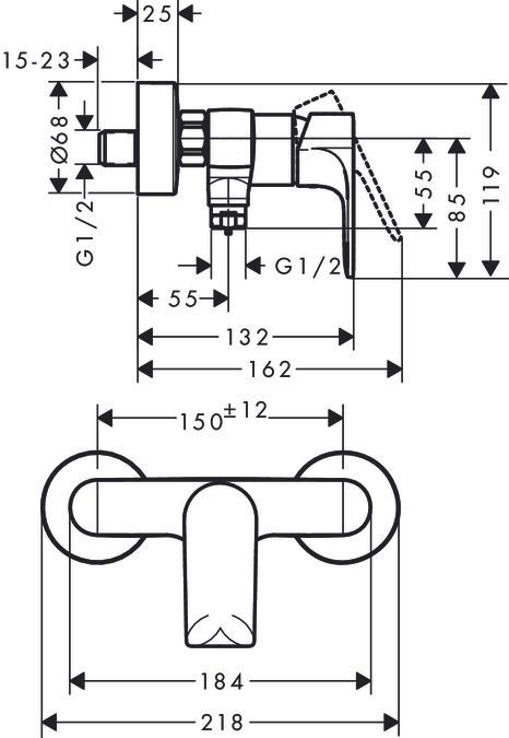 Смеситель для душа HANSGROHE REBRIS E 72650670 Чёрный матовый