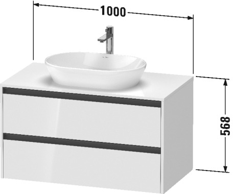 Тумба подвесная под раковину DURAVIT KETHO.2 K24896049490000 550 мм х 1000 мм х 568 мм, графит матовый