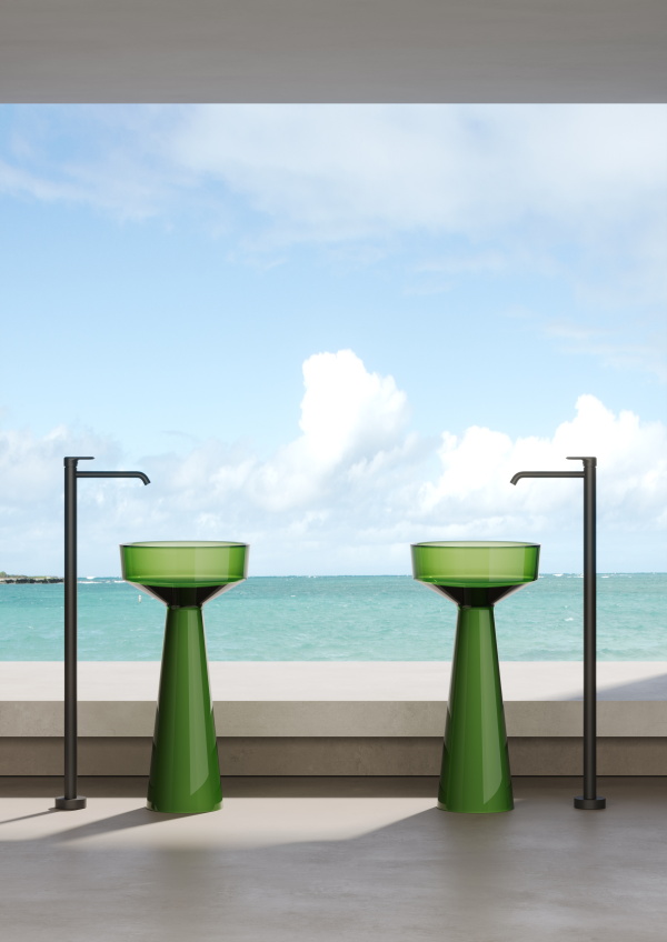 Раковина напольная из полимера DEA DESIGN Pedestal Basin DD2018 425 R4 425 мм х 425 мм х 850 мм, с донным клапаном, цвет Smoky Black R4