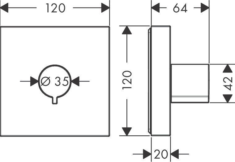 Наружная часть запорного вентеля AXOR Starck ShowerCollection 10972000 Хром