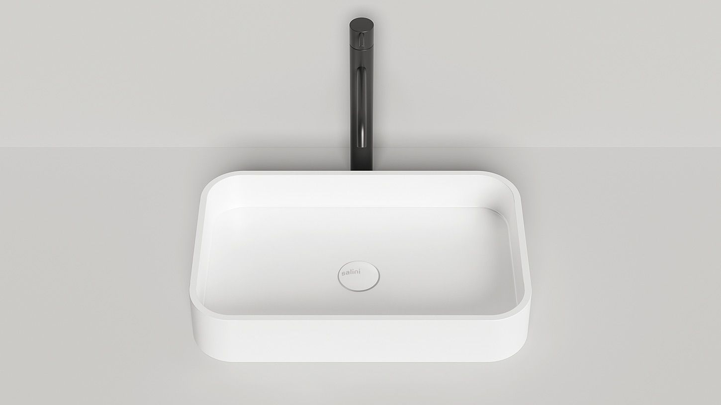 Раковина накладная прямоугольная SALINI CALLISTA 01 1101104G 345х545х150мм, S-Sense , без донного клапана, цвет Белый глянцевый