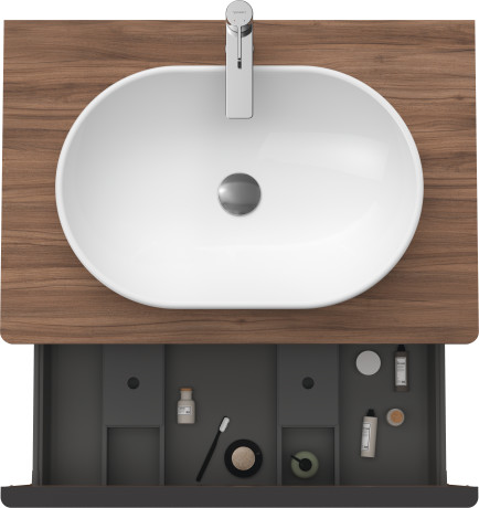 Тумба подвесная под раковину DURAVIT D-Neo DE494707979 800 мм х 550 мм, с консолью, с одним выдвижным ящиком, орех натуральный