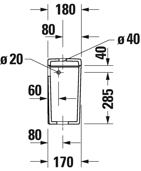 Бачок для унитаза с двойным смывом Duravit D-Neo Rimless 0944000005 180 мм х 395 мм, подвод воды справа или слева сверху, белый