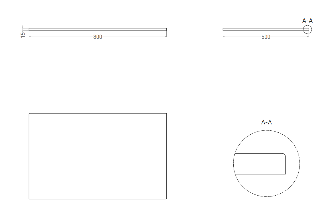 Столешница прямоугольная SALINI COSTA 200121M 800х500х15мм, S-Stone, цвет Белый матовый