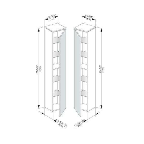 Шкаф - пенал высокий подвесной KEUCO EDITION 400 31730 390001 петли слева, 4 стеклянные полки, корпус/фасад структурный лак, антрацит