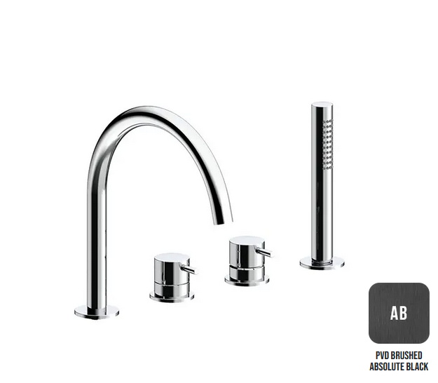 Двухвентильный смеситель для ванны с выдвижным душем ALMAR WASH BASIN E214006.AB излив 221 мм, цвет Absolute Black