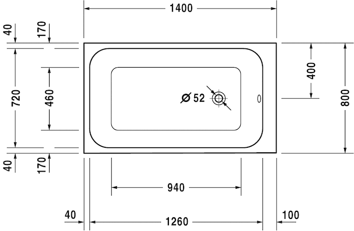 Акриловая встраиваемая ванна Duravit DuraStyle 700233000000000 1400 х 800