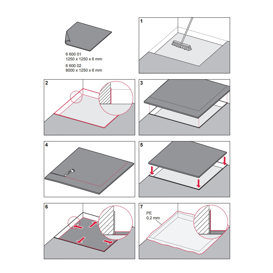 Звукоизоляционный мат TECE TECEdrainbase 660001 1250 мм х 1250 мм