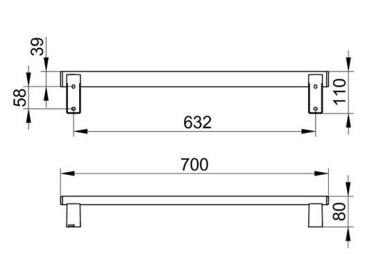 Поручень для горизонтального или вертикального монтажа KEUCO AXESS 35001 010700 700 мм, цвет Хром