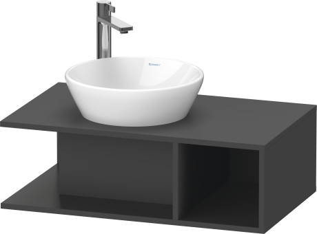 Тумба подвесная под раковину DURAVIT D-Neo DE491804949 800 мм х 480 мм, с консолью, с открытой полкой справа, графит матовый
