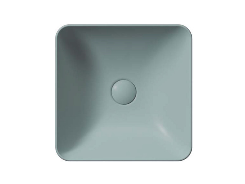 Раковина накладная квадратная GSI NUBES 903815 380 мм х 380 мм, без отверстия под смеситель, цвет Ghiaccio Matte