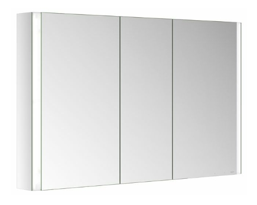 Зеркальный шкаф с подсветкой и подогревом для настенного монтажа KEUCO Somaris 14504 003101 127 мм х 1200 мм х 710 мм, с 3 поворотными дверцами, цвет корпуса Зеркальный