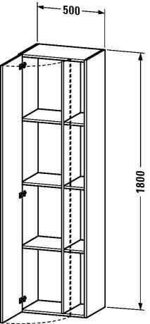 Шкаф-пенал подвесной с полками Duravit DuraStyle DS1249L5353 каштан темный