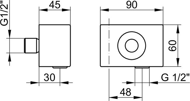  Настенный держатель для ручного душа с выпуском для шланга KEUCO EDITION 11 51192 010000 Хром
