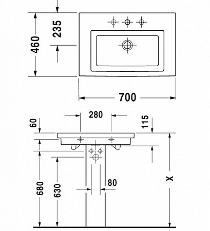 РАСПРОДАЖА Пьедестал для умывальника DURAVIT 2nd Floor 0863180000 Белый