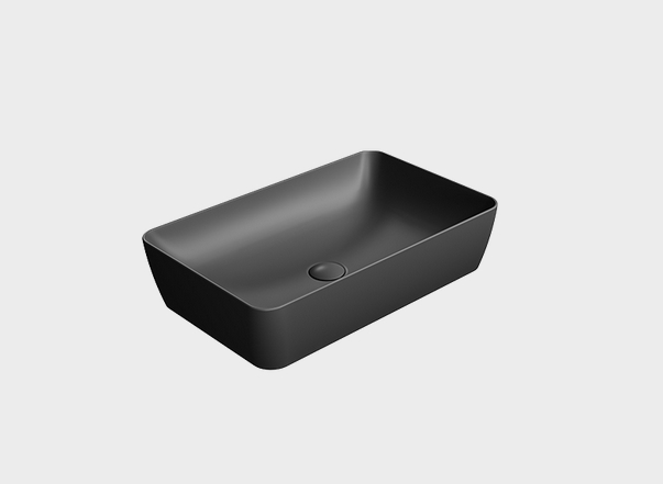 Раковина накладная GSI NUBES 903626 600 мм х 380 мм, без отверстия под смеситель, Чёрный матовый Ardesia