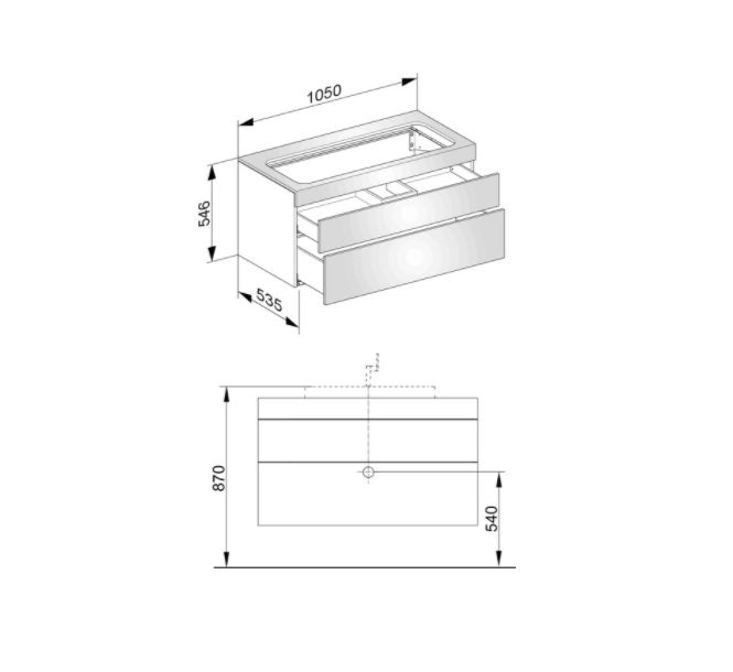 Тумба подвесная под раковину KEUCO EDITION 11 31582 380000 без отверстия под смеситель, с двумя выдвижными фронтами, корпус/фасад структурный лак, белая