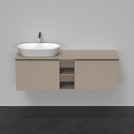 Тумба подвесная под раковину слева DURAVIT D-Neo DE4950L7575 1400 мм х 550 мм, с 2 выдвижными ящиками и открытой полкой, лён