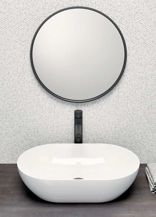 УЦЕНКА. Раковина-чаша накладная GSI PURA   883409_УЦ/2     600 мм х 370 мм, без отверстия под смеситель, без перелива, белый матовый / Дефект: 2 мелких "укола"  в эмали в чаше.