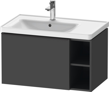 Тумба подвесная под раковину DURAVIT D-Neo DE425804949 784 мм х 452 мм, с выдвижным ящиком и открытой боковой полкой, графит матовый