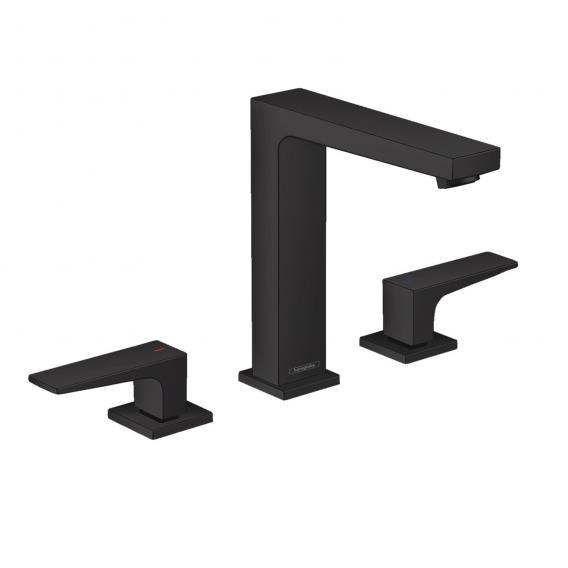 Смеситель для раковины Hansgrohe Metropol New 32515670 на 3 отверстия, со сливным донным клапаном Push-Open, чёрный матовый