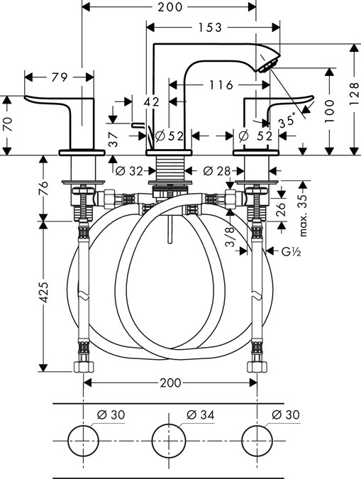 Смеситель для раковины Hansgrohe Metris 31083000 Хром