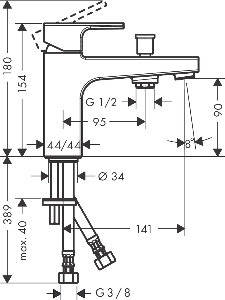 Смеситель для ванны и душа HANSGROHE Vernis Shape 71463000 Хром