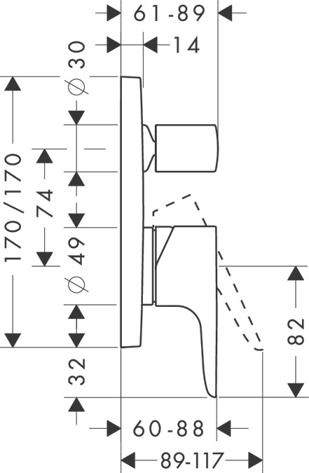 Смеситель для ванны Axor Citterio М 34425000 встраиваемый хром