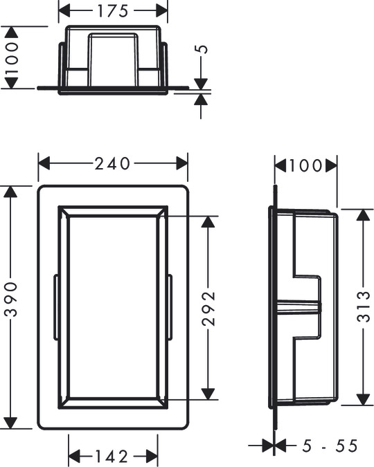 Настенный короб HANSGROHE XtraStoris Original 56057700 с интегрированной рамой 300 мм х 150 мм х 100 мм, матовый белый