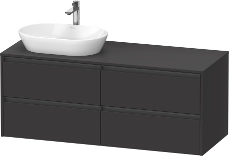 Тумба подвесная под раковину слева DURAVIT KETHO.2 K24898L80800000 550 мм х 1400 мм х 568 мм, 4 выдвижных ящика, графит суперматовый