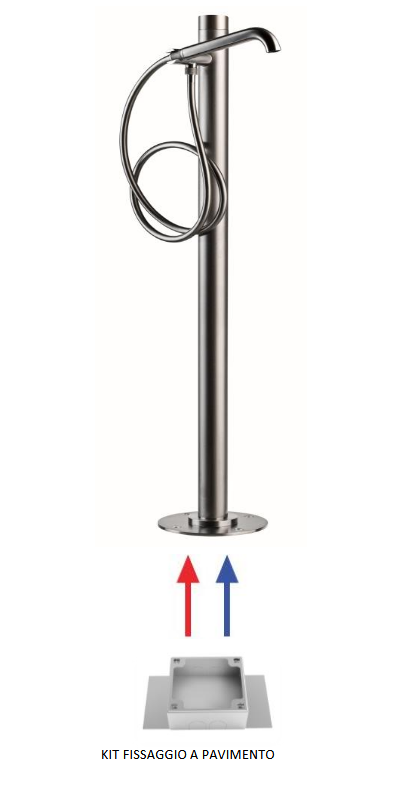 Однорычажный напольный смеситель для ванны Hansgrohe NOBU/INOX INL001.075 из нержавеющей стали, цвет Матовая нержавеющая сталь