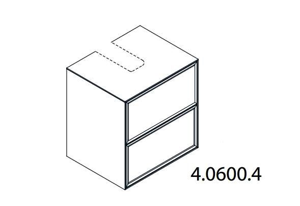 Тумба подвесная под раковину  Laufen  The  New Classic   4.0600.4.085.627.1, 58 см, 2 ящика,  вырез для мини-раковины  8.1685.2,  серый матовый лак
