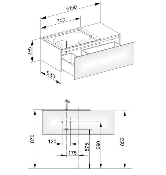 Тумба под умывальник Keuco Edition 11  31153 380100 корпус/фасад структурный лак белый