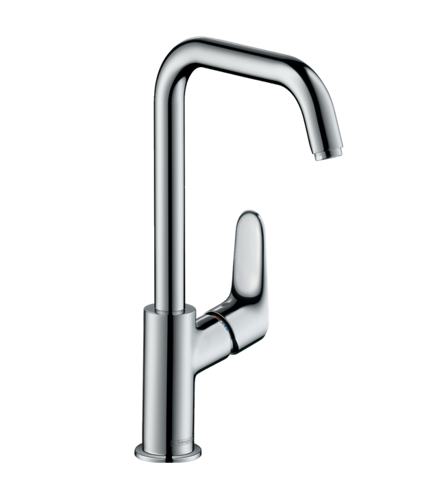 Однорычажный смеситель для раковины с поворотным изливом HANSGROHE Focus 31609000 240 мм, с донным клапаном, цвет Хром