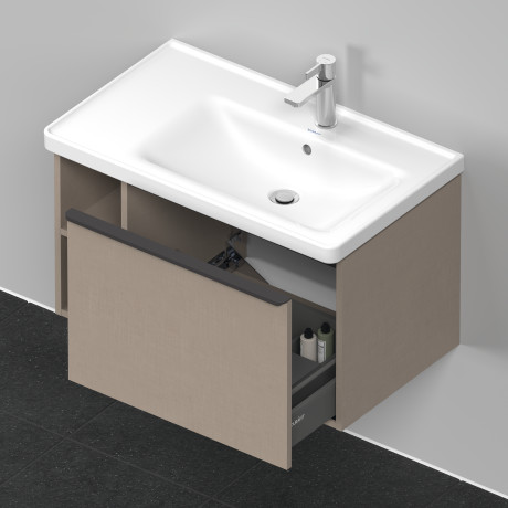 Тумба подвесная под раковину DURAVIT D-Neo DE425707575 784 мм х 452 мм, с выдвижным ящиком и открытой боковой полкой, лён