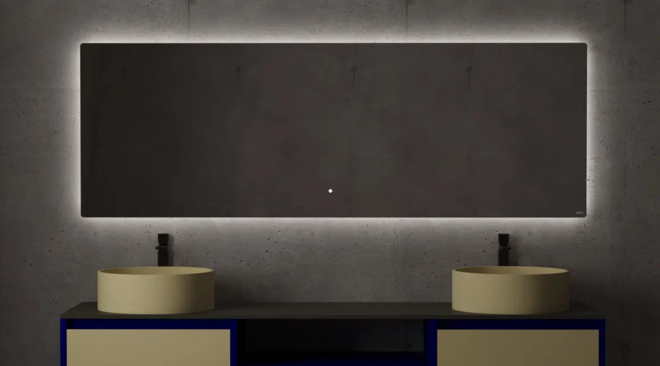 Зеркало с LED - подсветкой и подогревом SALINI OMBRA 27M011090BH 25х1000х900мм, с сенсорным включателем, цвет Серый