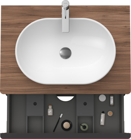 Тумба подвесная под раковину DURAVIT D-Neo DE496707979 800 мм х 550 мм, с консолью, с двумя выдвижными ящиками, орех натуральный